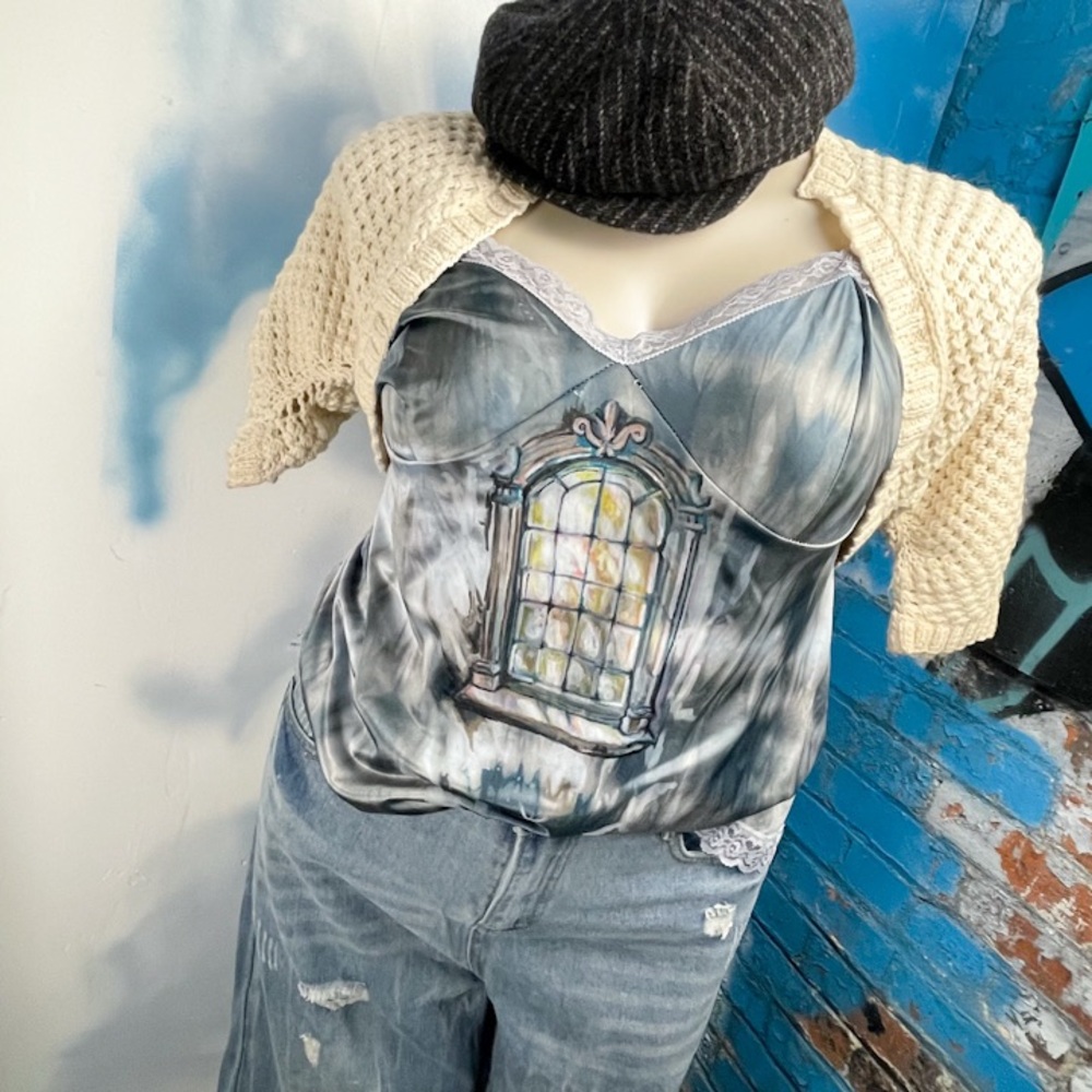 Hand-painted tie dyed vintage camisole